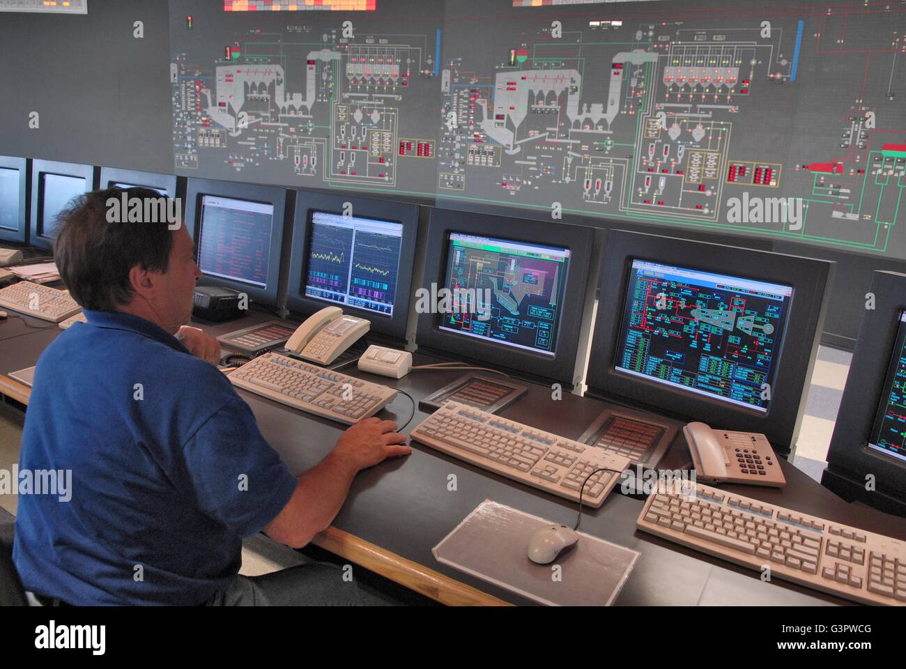 Brescia (Italien), Verbrennungsanlage und Abfall in Energie-Anlage, Kontrollraum Stockfoto