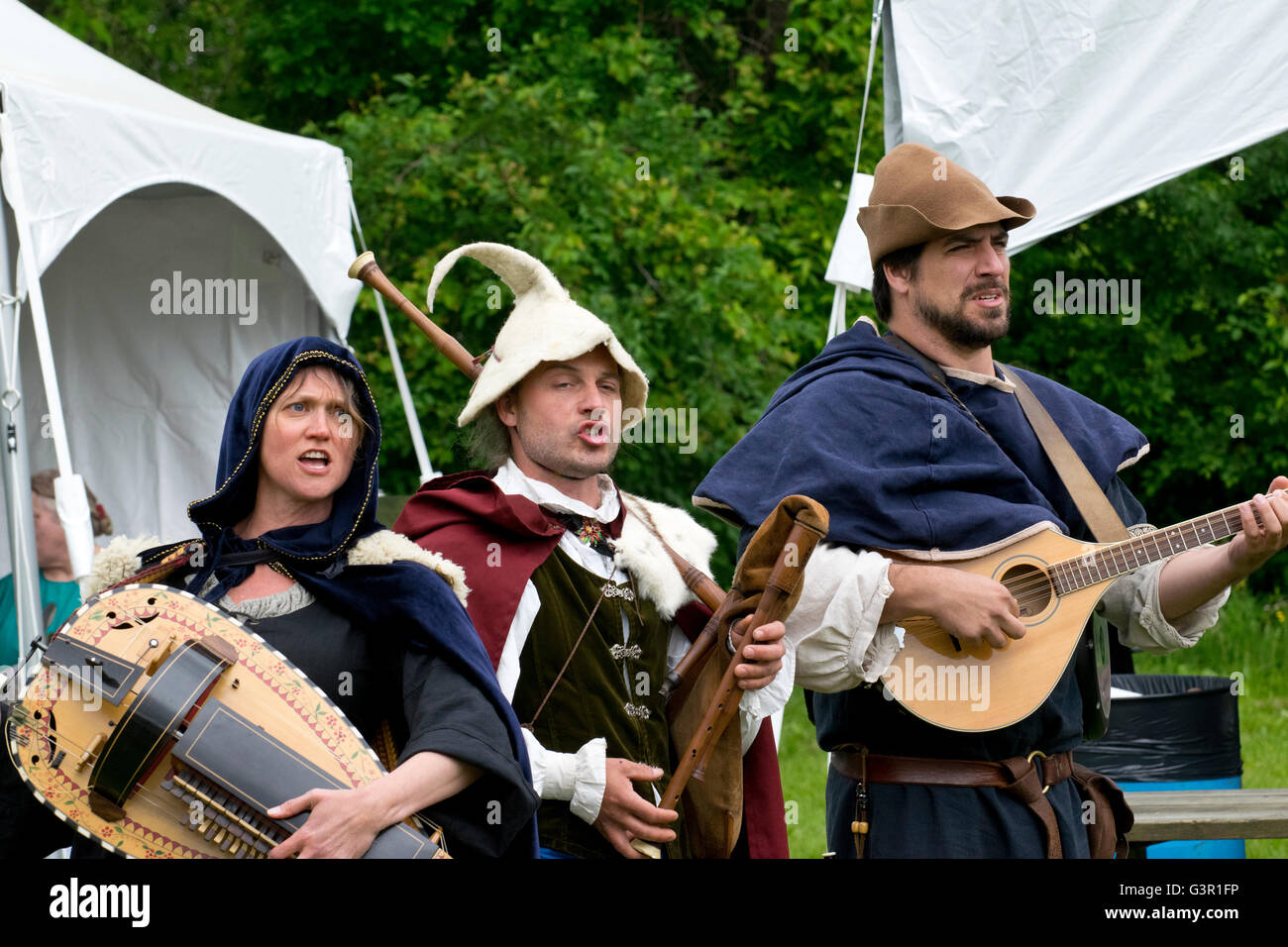 Spielleute im Mittelalter Festival, Upper Canada Village. Stockfoto