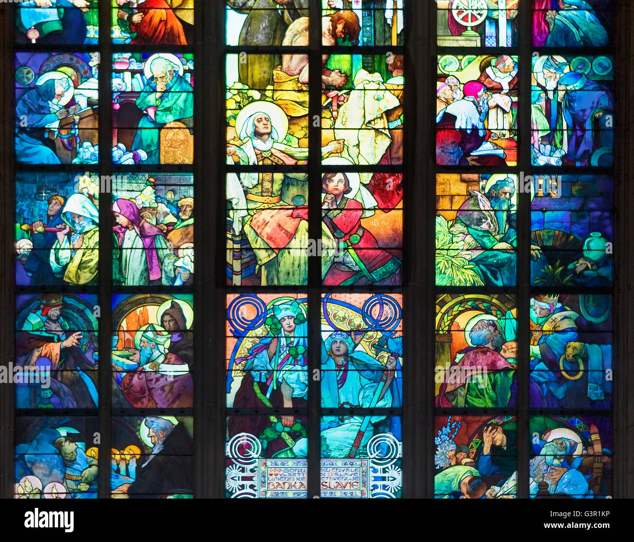Alfons Mucha Kunstwerke in der Kathedrale von St Guy Stockfoto