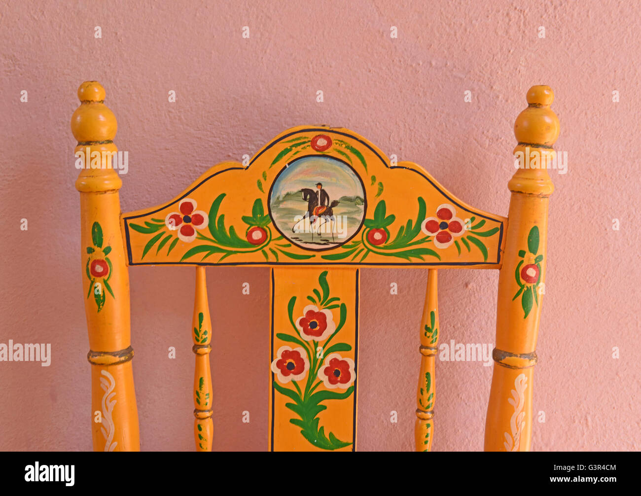 Handbemalte Stühle aus Sevilla Andalusien, Spanien traditionelle Stühle Dekoration Einrichtung Innenarchitektur artesischen "Made in Spain" Stockfoto