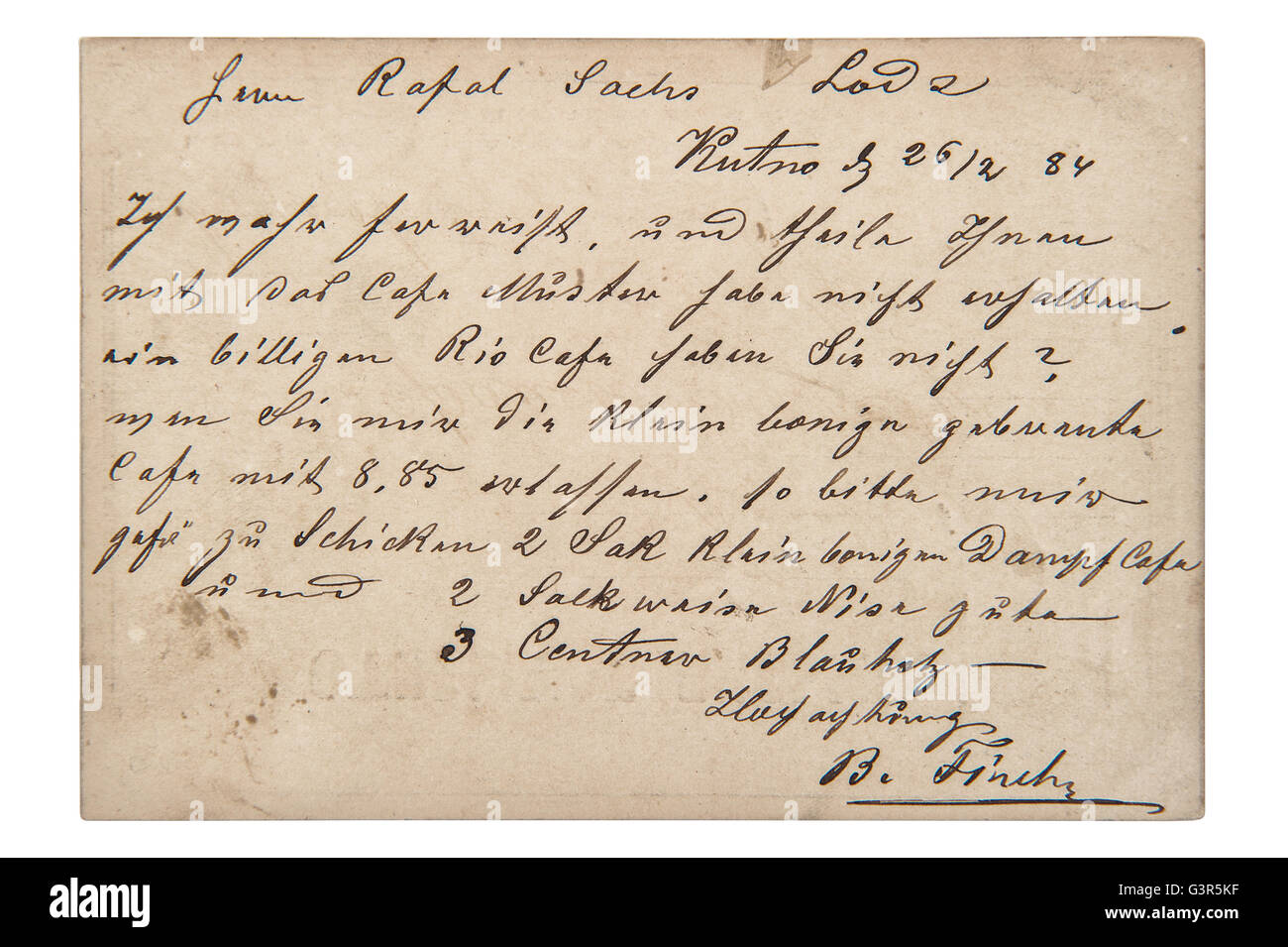 Postkarte mit Vintage unleserliche Handschrift. Grunge Hintergrund Stockfoto