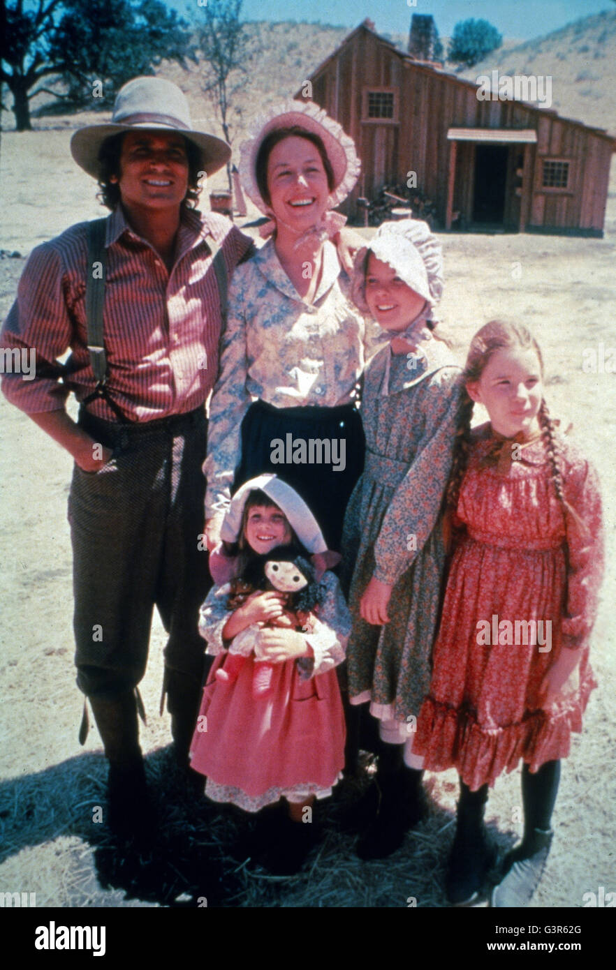 Kleines Haus auf der Prairie, aka: Unsere Kleine Farm, Fernsehserie, USA 1974-1983, Monia: (v. l.) Michael Landon, Karen Grassle, Melissa Sue Anderson, Melissa Gilbert, Lindsay Greenbush (Vorn) Stockfoto