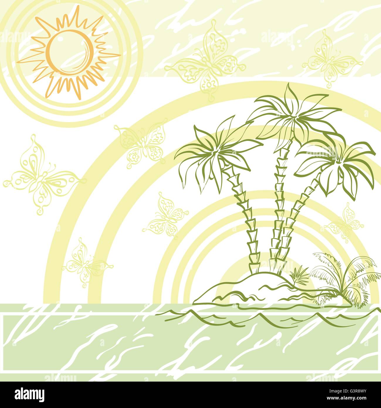 Exotischen Hintergrund, Insel ein mit Palm Stock Vektor