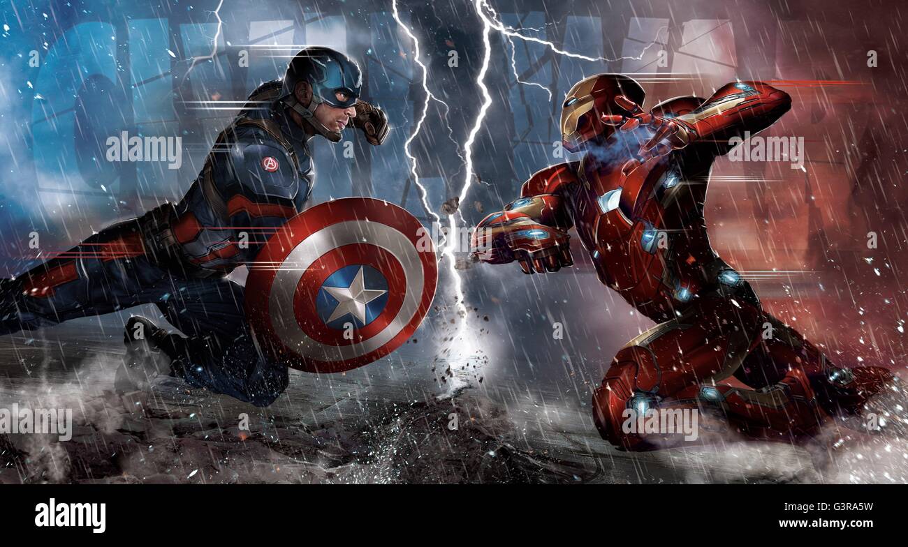 Captain America: Bürgerkrieg Jahr: 2016 USA Regie: Anthony Russo, Joe Russo Chris Evans, Robert Downey Jr. Kunstwerk Stockfoto