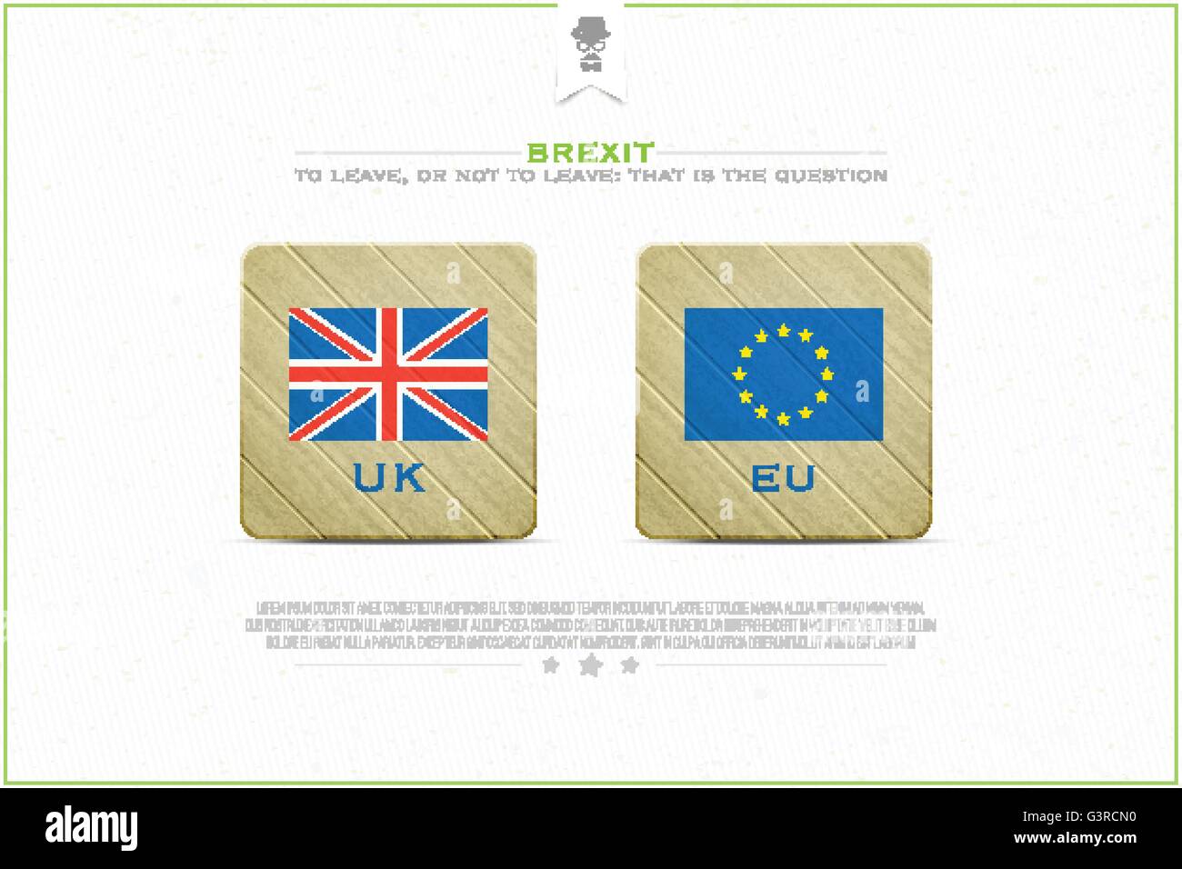 Vereinigtes Königreich Austritt aus der Europäischen Union Banner Vorlage. Vektor EU und britische Flaggen Icons über Papierstruktur. öffentliche Stock Vektor