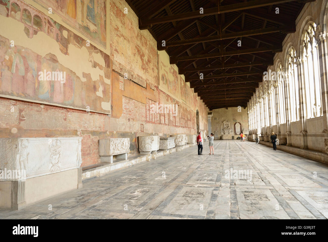 Gotischer Kreuzgang, Camposanto Monumentale. Piazza del Duomo, Piazza dei Miracoli. Pisa, Toskana, Italien, Europa Stockfoto