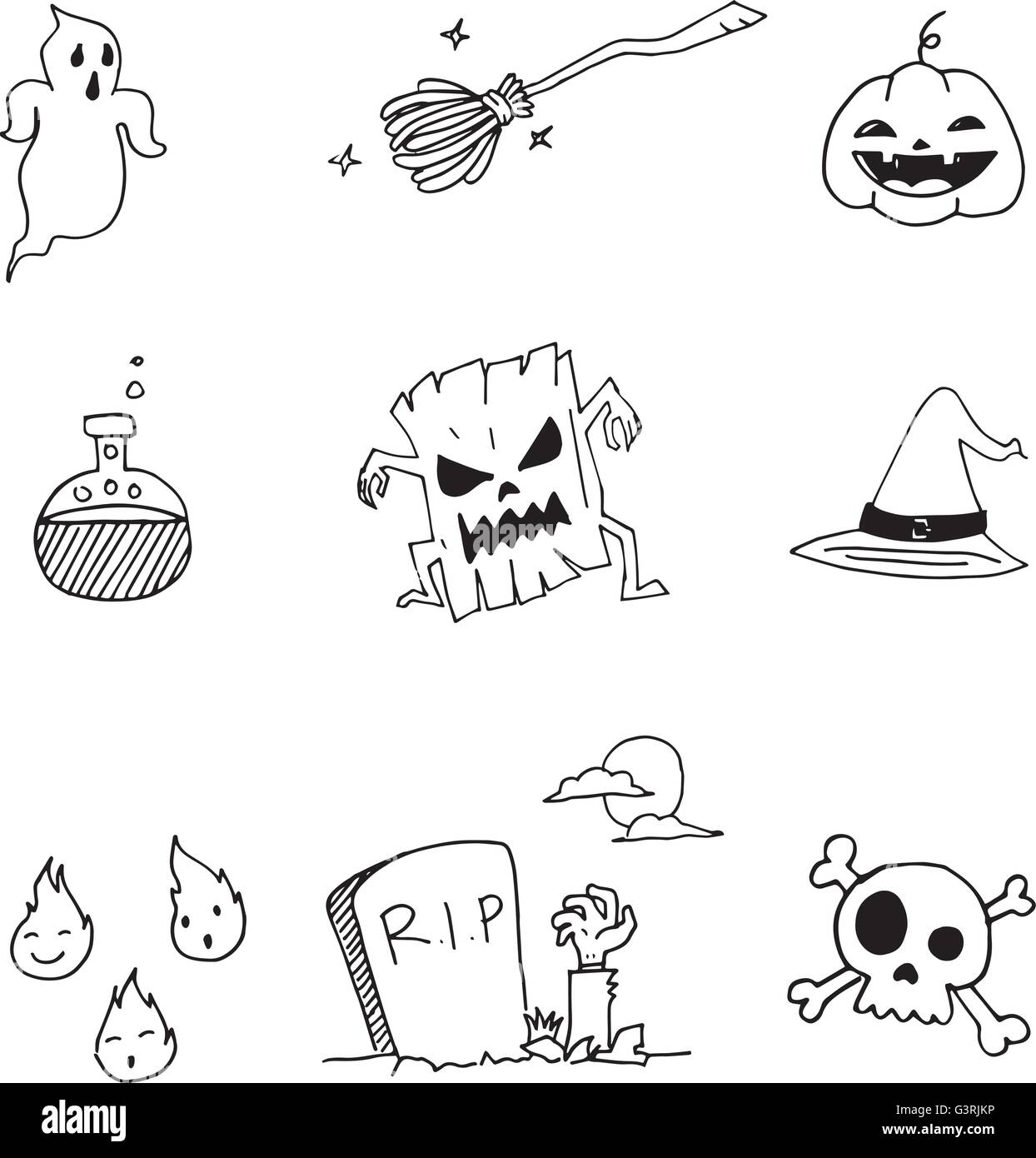 Doodle Halloween mit Hand zeichnen Stock-Vektorgrafik - Alamy
