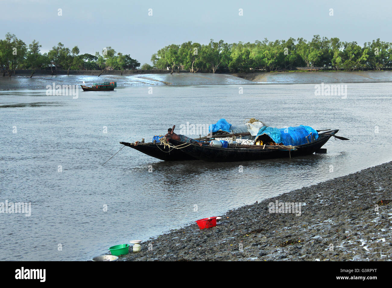 Einige Fischerboot im Sundarban, Shathkhira, Bangladesch. Stockfoto