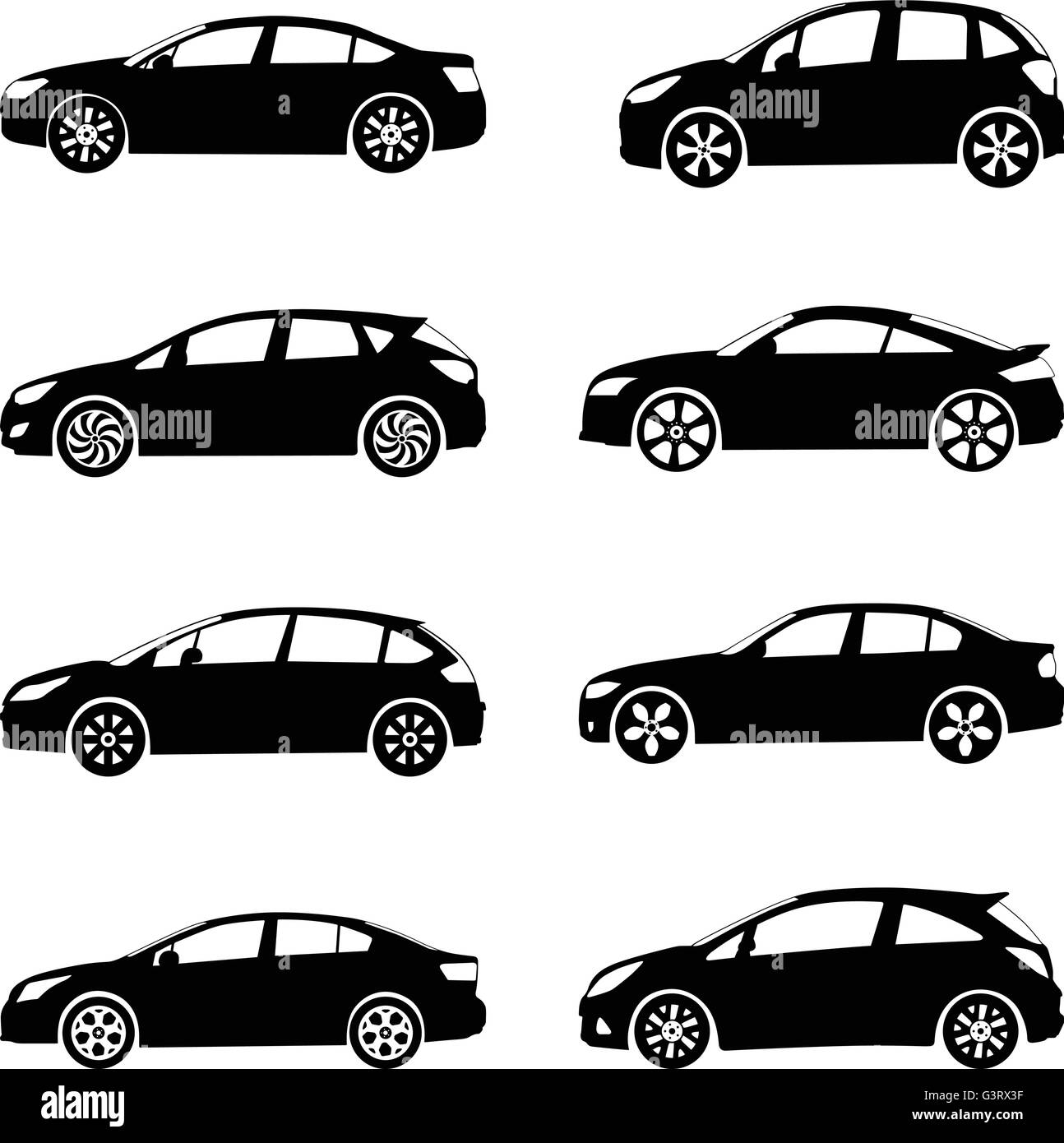 Silhouette Autos auf einem weißen Hintergrund. Vektor-Illustration. Stock Vektor