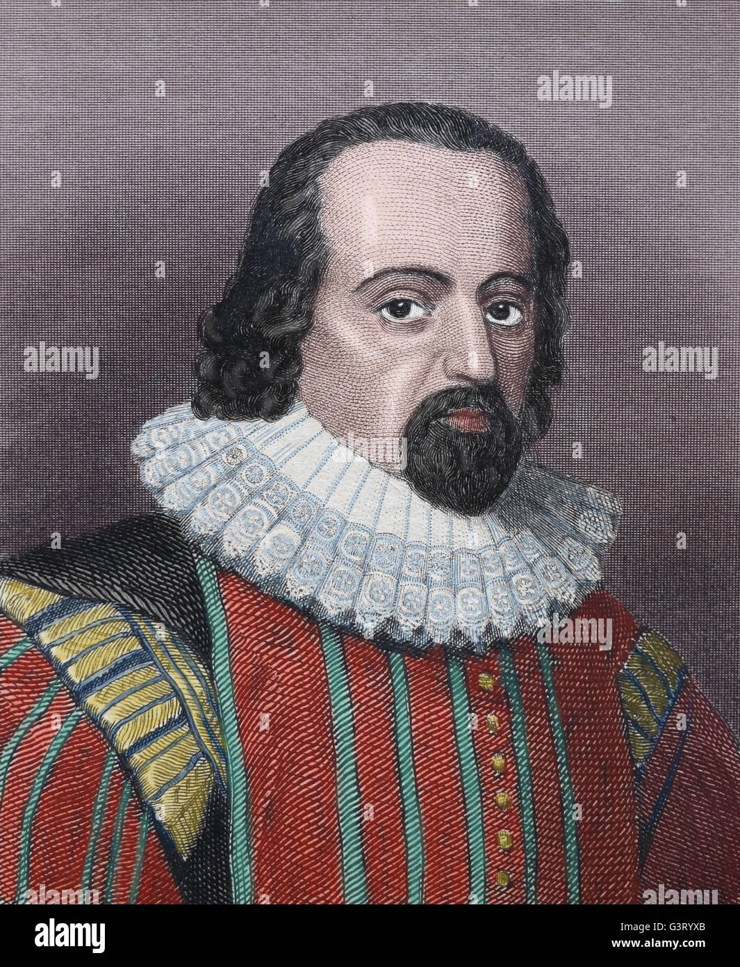 Francis Bacon, 1. Viscount St. Alban (1561-1626). Englischer Philosoph, Staatsmann und wissenschaftliche. Kupferstich, 19. Jahrhundert. Stockfoto