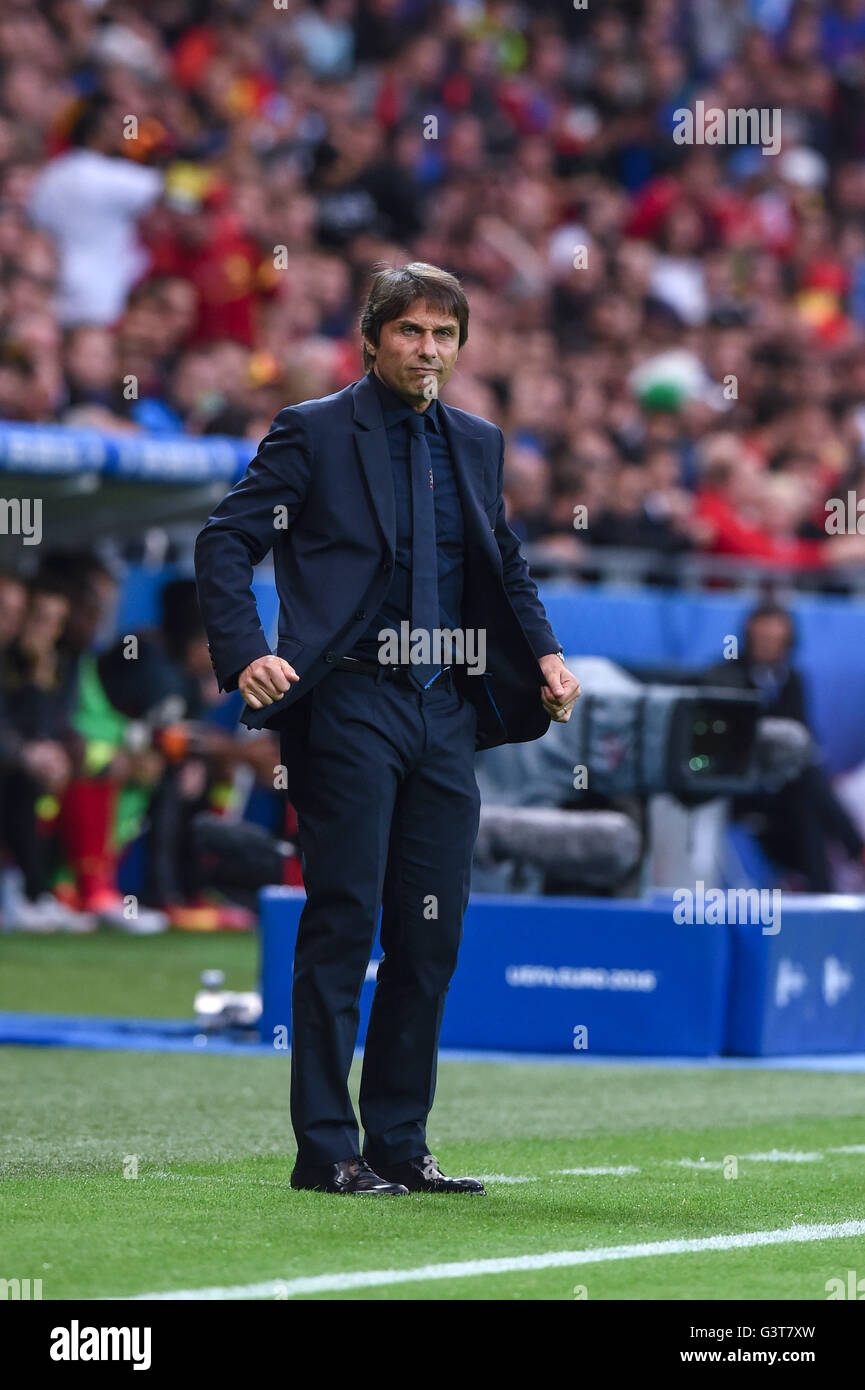 Antonio Conte Trainer (Italien); 13. Juni 2016 - Fußball: Uefa Euro Frankreich 2016, Gruppe E, Belgien 0-2 Italien am Stade de Lyon, Lyon, Frankreich. © Aicfoto/AFLO/Alamy Live-Nachrichten Stockfoto