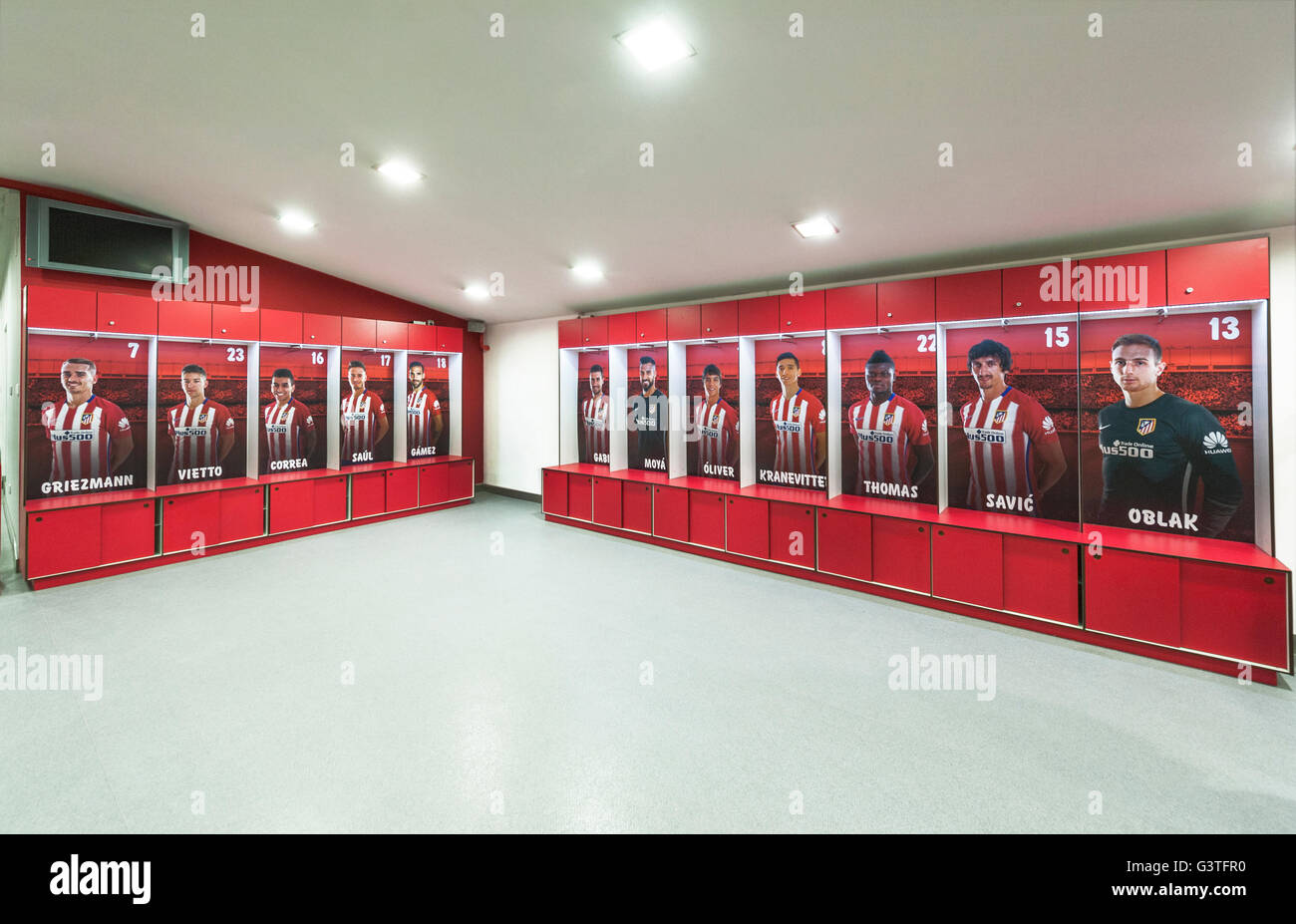 In Der Umkleidekabine Des Fc Atletico Madrid Stockfoto Bild
