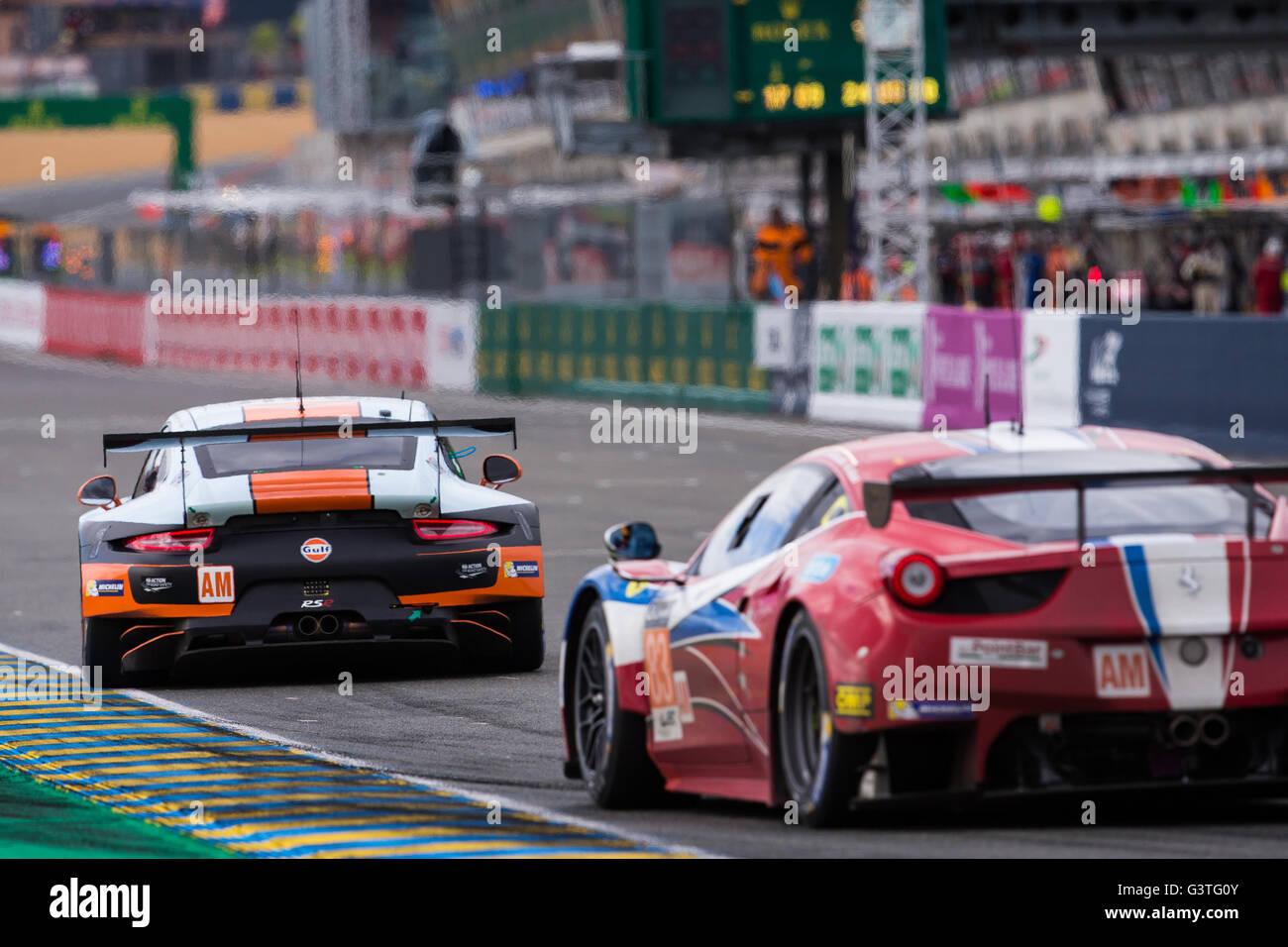 Rennstrecke in Le Mans, Le Mans, Frankreich. 15. Juni 2016. Le Mans 24 Stunden Training und Qualifying. AF Corse Ferrari 458 Italia GT2 GTE bin getrieben von Francois Perrodo, Emmanuel Collard und Rui Aguas. Bildnachweis: Aktion Plus Sport/Alamy Live-Nachrichten Stockfoto