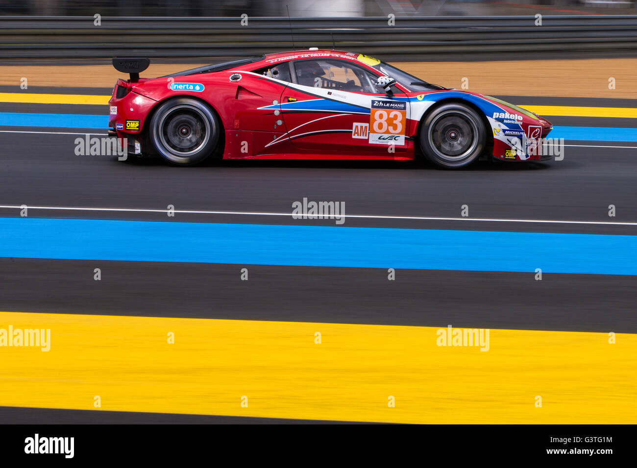 Rennstrecke in Le Mans, Le Mans, Frankreich. 15. Juni 2016. Le Mans 24 Stunden Training und Qualifying. AF Corse Ferrari 458 Italia GT2 GTE bin getrieben von Francois Perrodo, Emmanuel Collard und Rui Aguas. Bildnachweis: Aktion Plus Sport/Alamy Live-Nachrichten Stockfoto