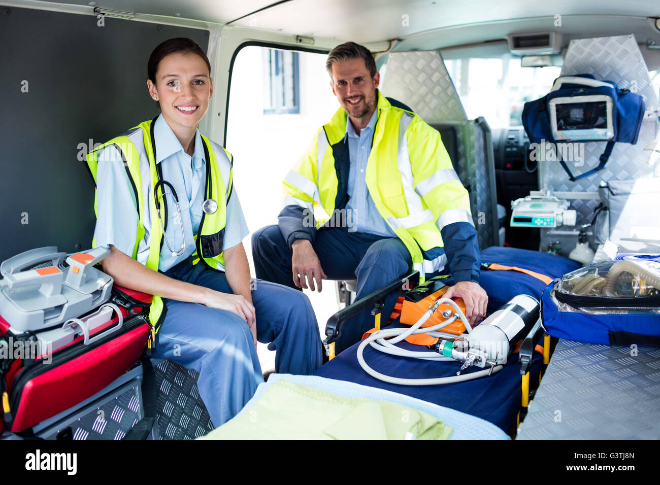 Porträt der Krankenwagen-crew Stockfoto