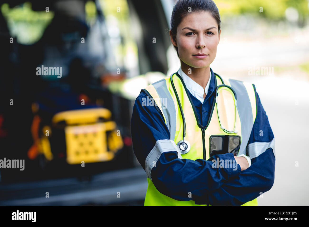 Porträt der Ambulanz Frau Stockfoto
