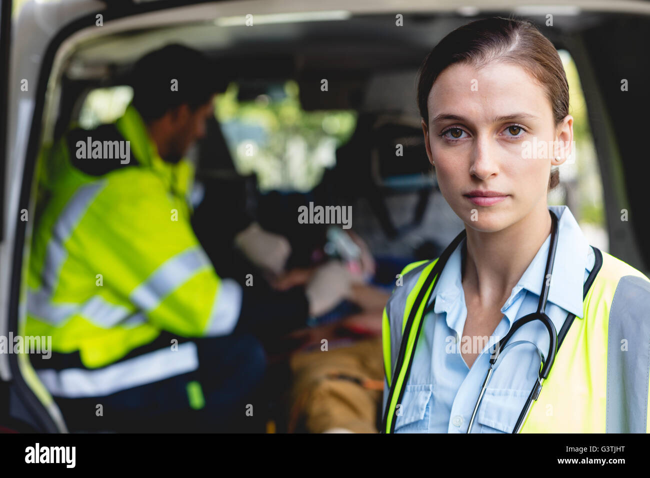 Porträt der Ambulanz Frau Stockfoto