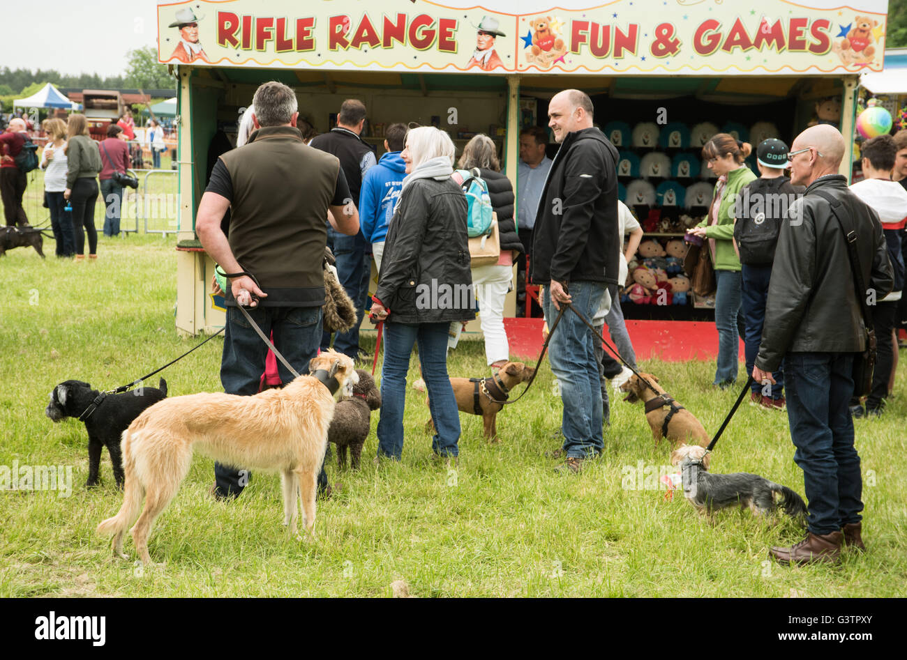 Hunde & Besitzer auf landwirtschaftliche Messe Stockfoto
