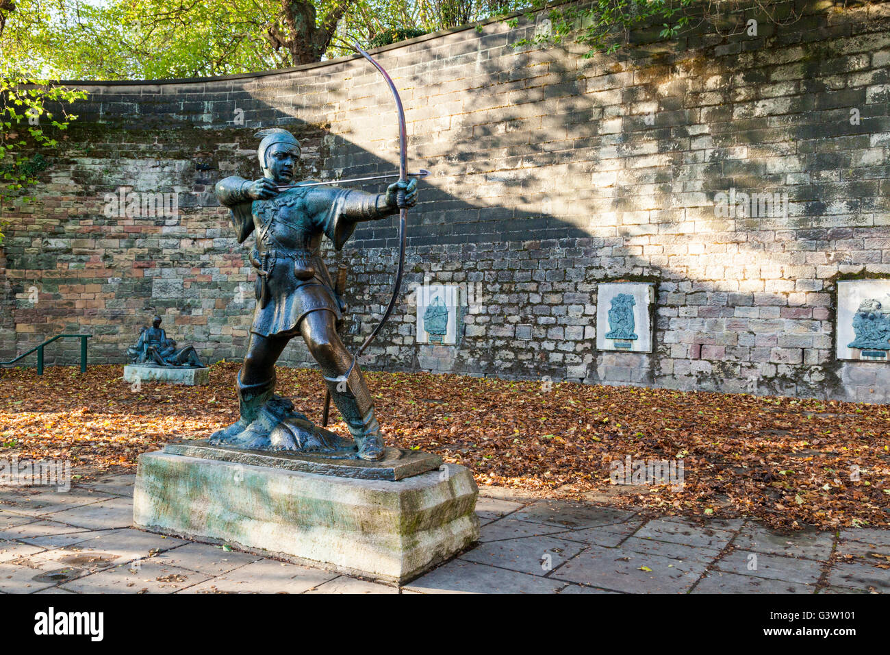 Robin Hood-Statue am Nottingham Castle, England, UK Stockfoto