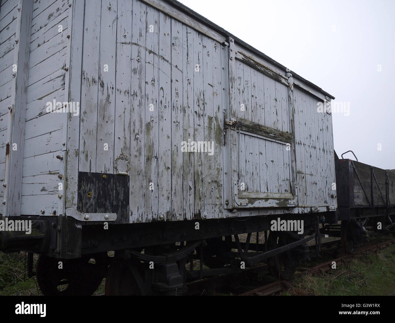 Verfallene waren van wartet auf Restaurierung der Lincolnshire Wolds Bahn, ludborough Stockfoto