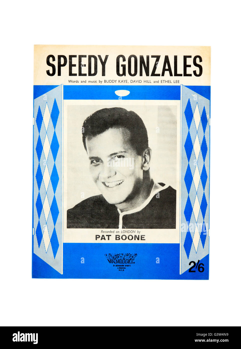 Eine Noten-Abdeckung für Speedy Gonzales von Pat Boone. Stockfoto