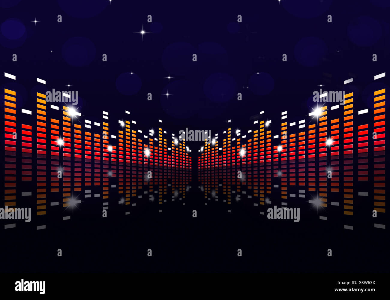digitale Musik Equalizer auf blauem Hintergrund für Party-events Stockfoto