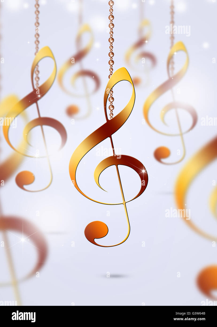 abstrakte hellen Hintergrund mit goldenen Musiknoten Stockfoto