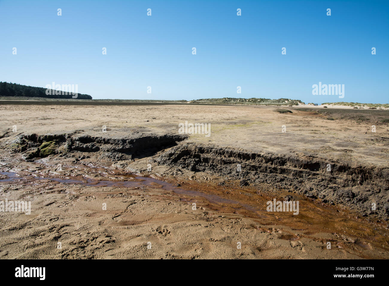 Eine Strand-Szene von Holkham Beach, Norfolk. Stockfoto