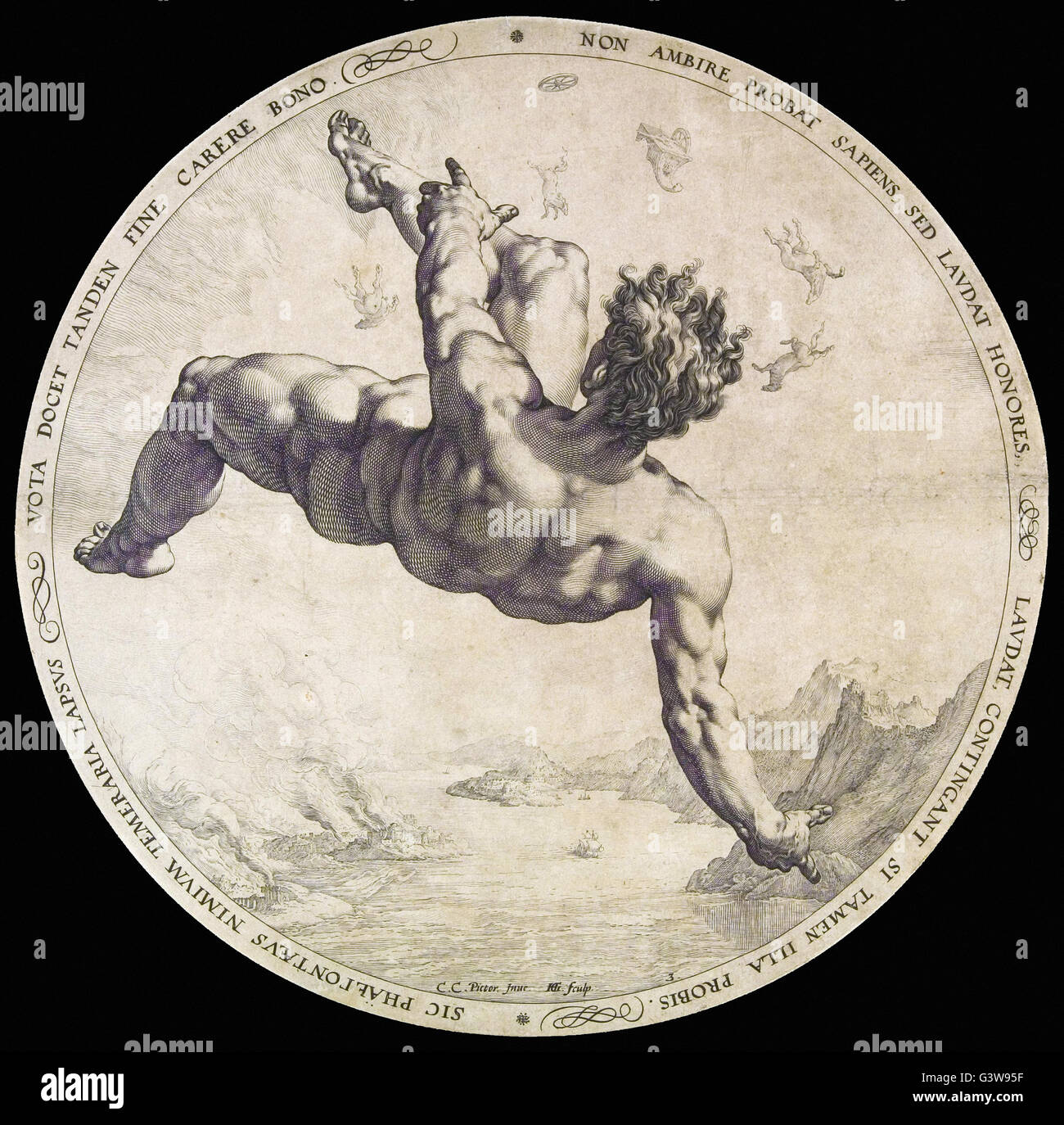 Hendrick Goltzius - Phaethon aus der vier Disgracers-Serie Stockfoto Hendrick Goltzius - Phaethon aus der vier Disgracers-Serie Stockfoto