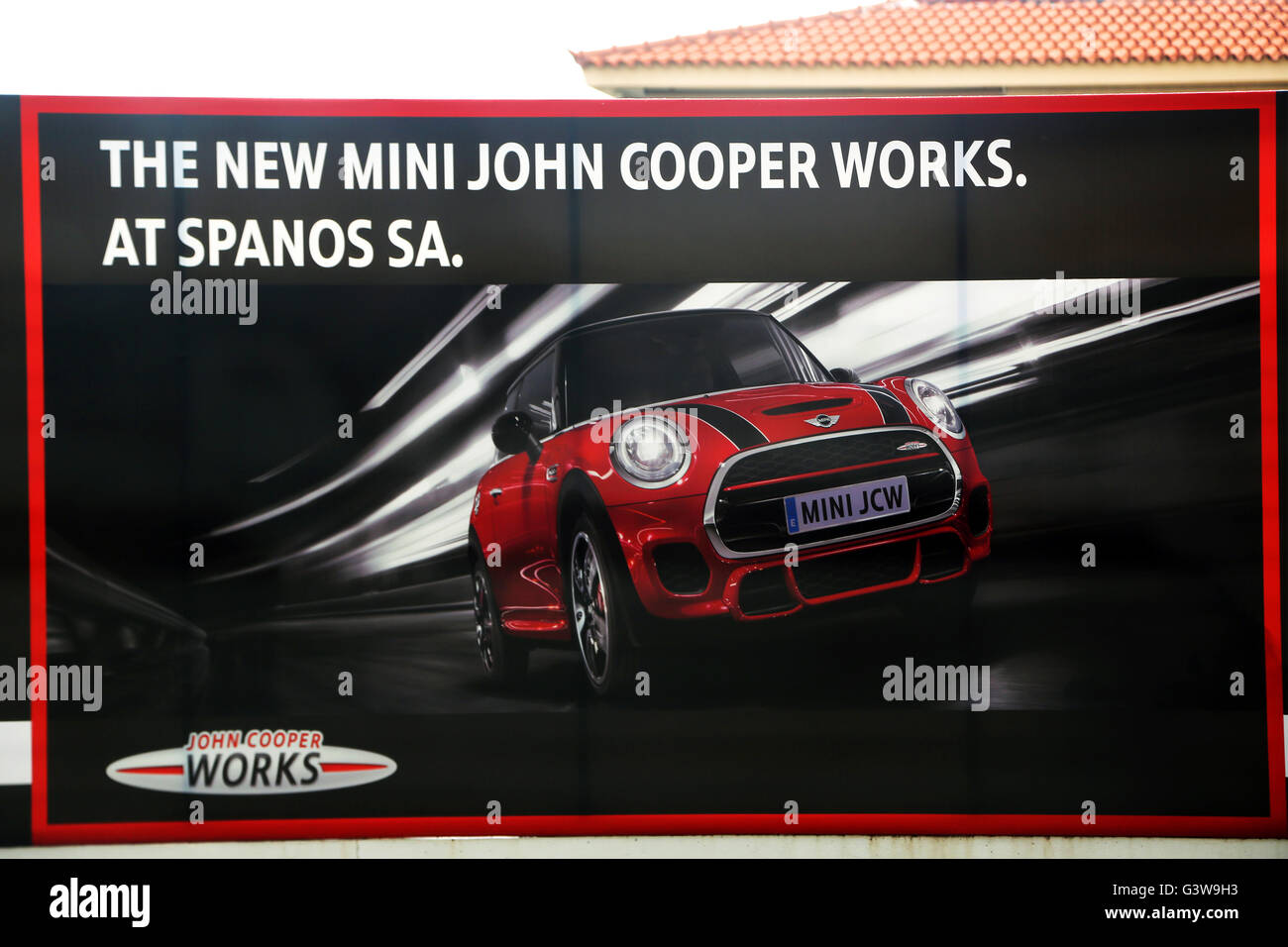 Athen Griechenland Plakatwerbung den neuen Mini John Cooper arbeitet Stockfoto