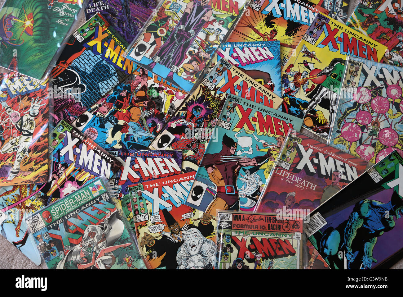 Sammlung von Vintage Marvel Comics die Uncanny X-Men Stockfoto