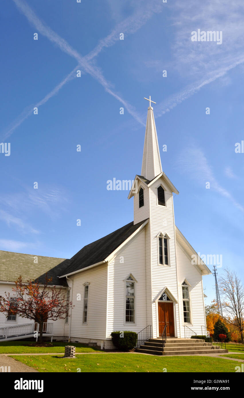 Ländliche Kirche, Midwest, Ohio, in der Nähe von Akron, USA Stockfoto