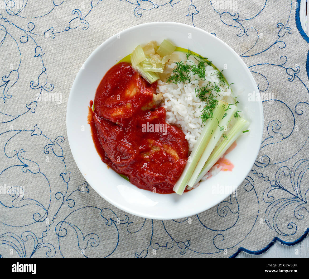 Chileajo de Cerdo Gericht aus Oaxaca, Mexico.pork in Wasser gekocht und zubereitet in einer dicken Sauce aus gerösteten guajillo Stockfoto