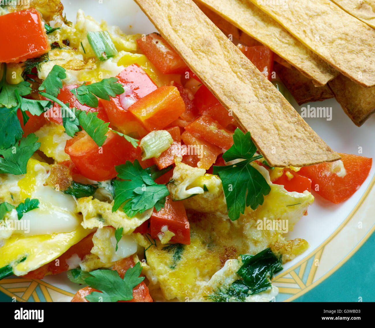 Migas Tex-Mex-Küche - Migas ist ein traditionelles Frühstücksgericht ... Migas Tex-Mex-Küche - Migas ist ein traditionelles Frühstücksgericht ...