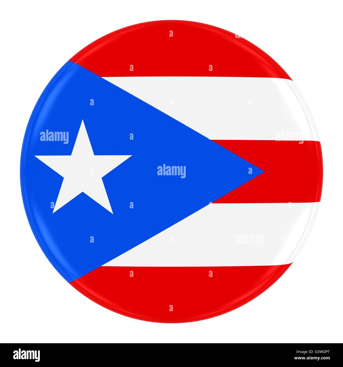 Puerto-Ricanischen Flagge-Abzeichen - Flagge der Schaltfläche "Puerto Rico" Isolated on White Stockfoto