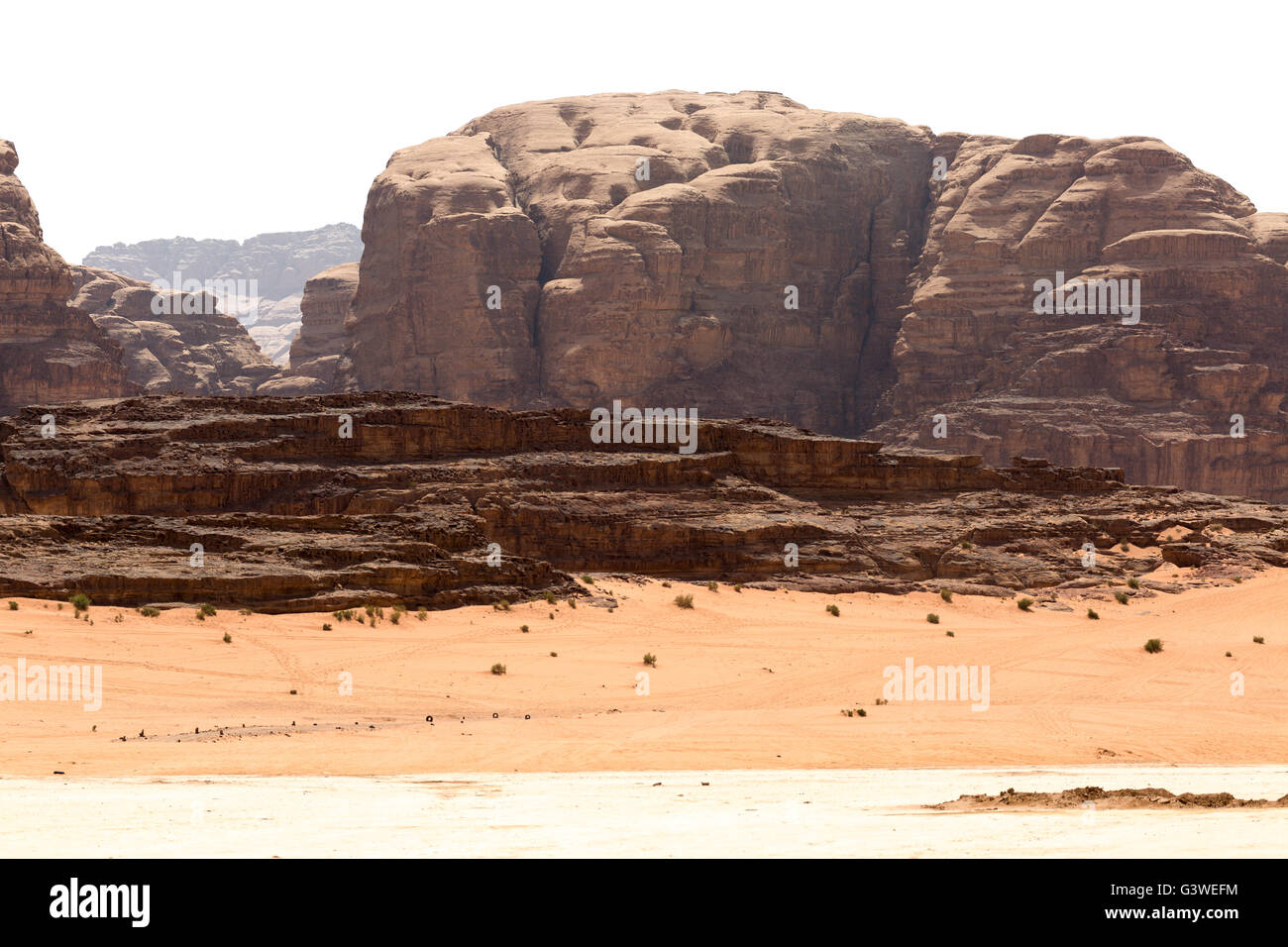 Sandstein Wüste Berge Wadi Rum Jordanien Naher Osten Stockfoto