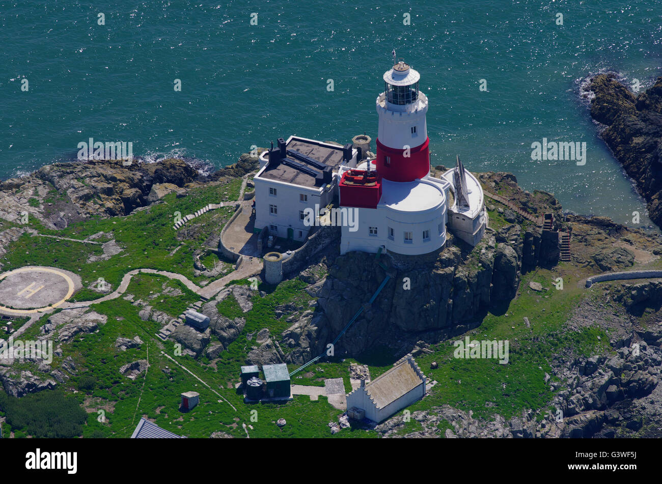 Luftaufnahme, Skerries Lighthouse, Holyhead, Isle of Anglesey, Nordwales, Stockfoto