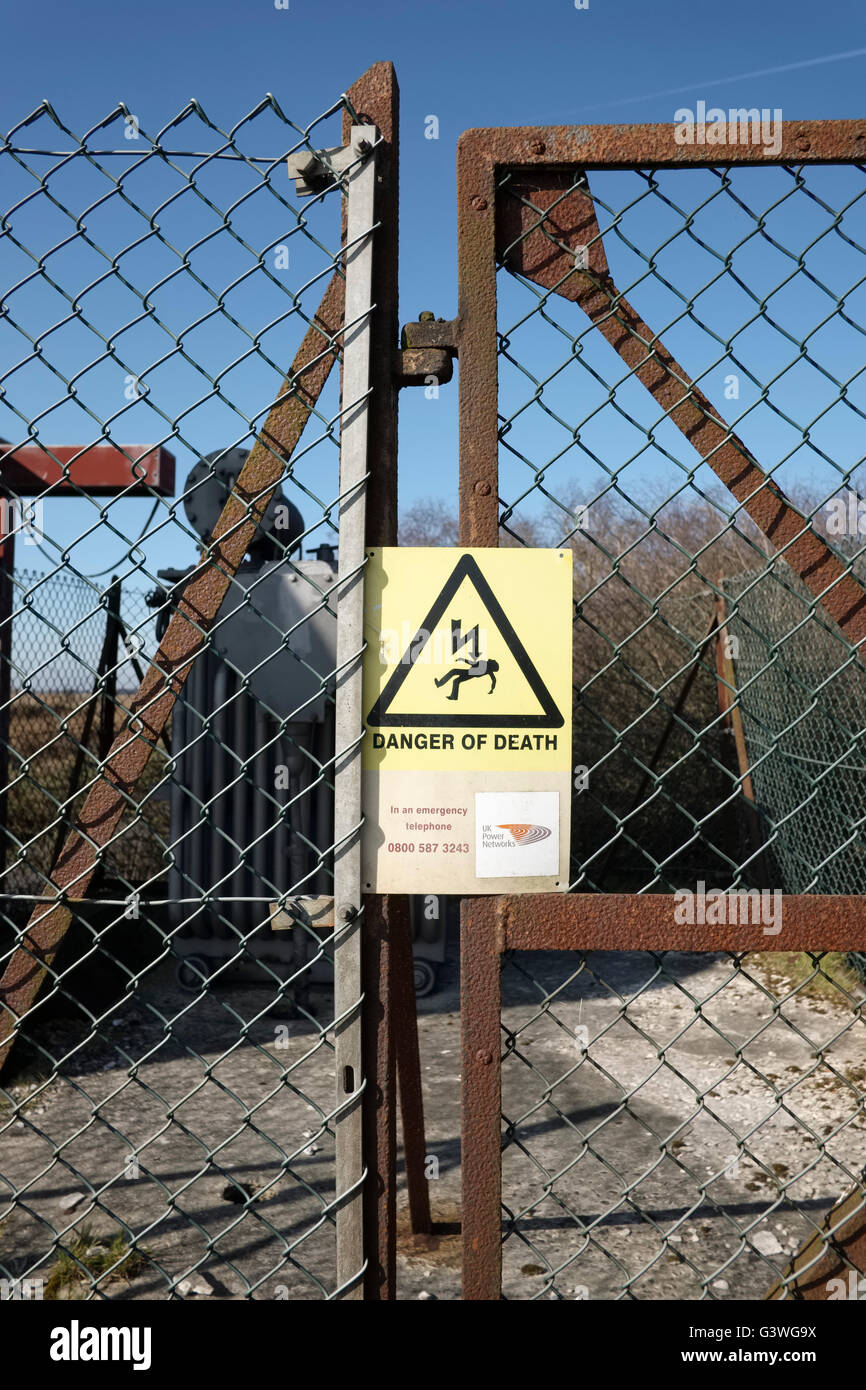 Die Gefahr des Todes an Strom sub Station Stockfoto