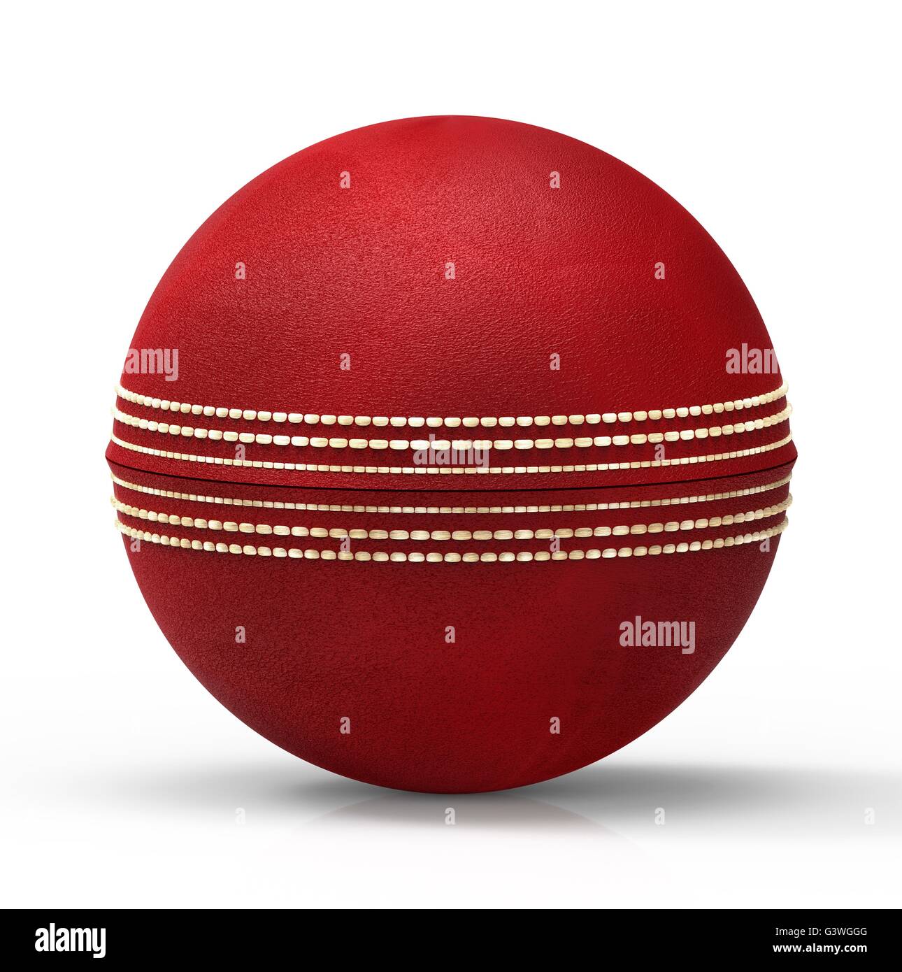 Cricketball gegen eine weiße Rückseite geschliffen Stockfoto