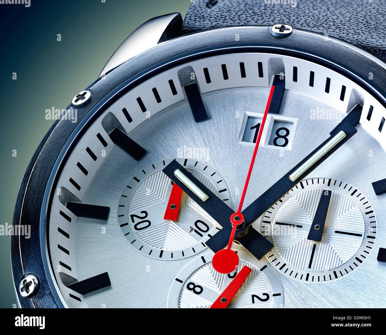 Armbanduhr auf einem schwarzen Hintergrund Stockfoto