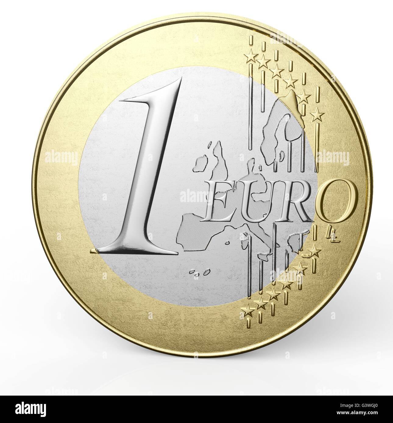 ein-Euro-Münze isoliert auf einem weißen Hintergrund. Stockfoto
