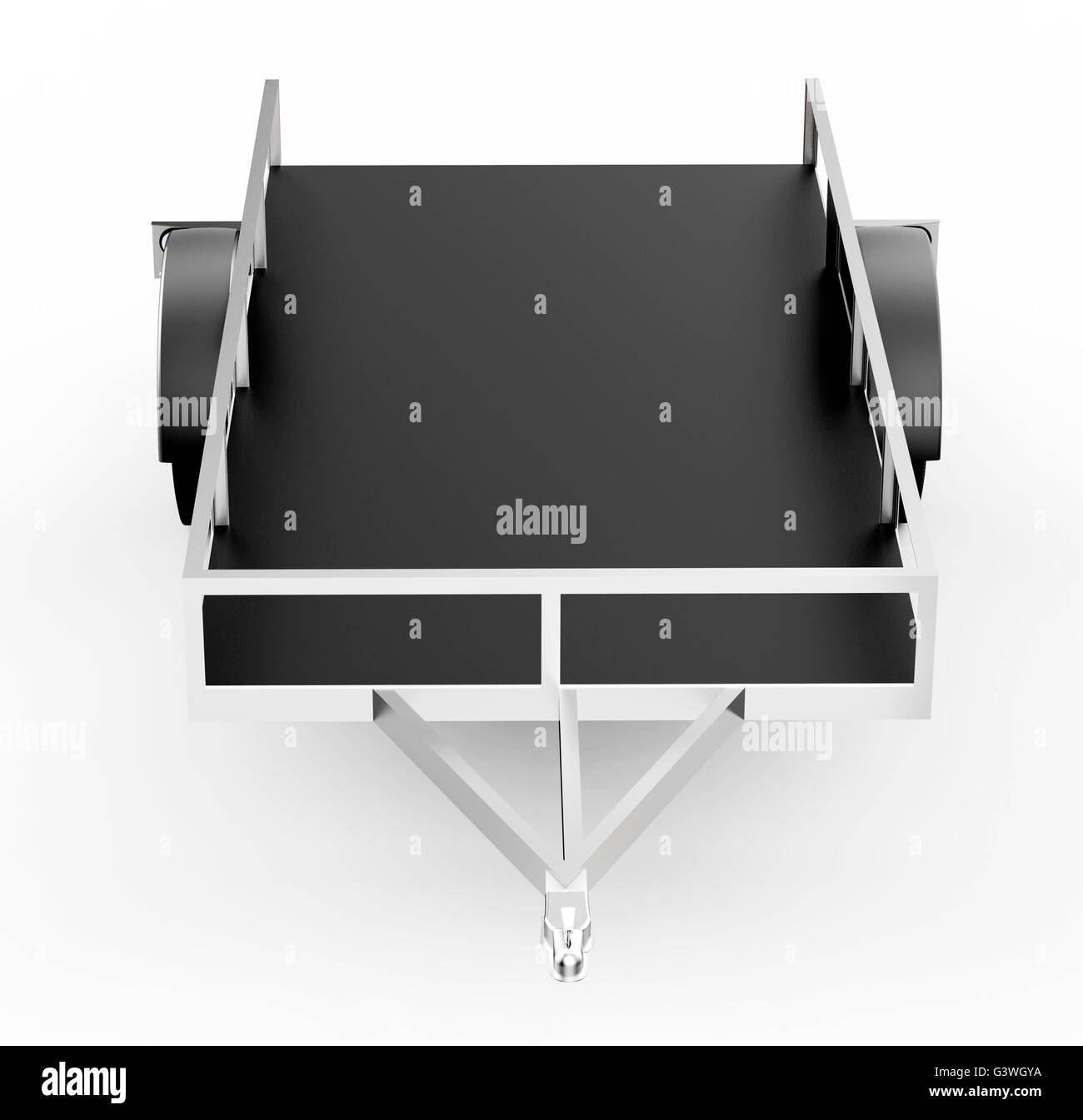 schönes Autoanhänger isoliert auf weiss bereit zu gehen. Stockfoto