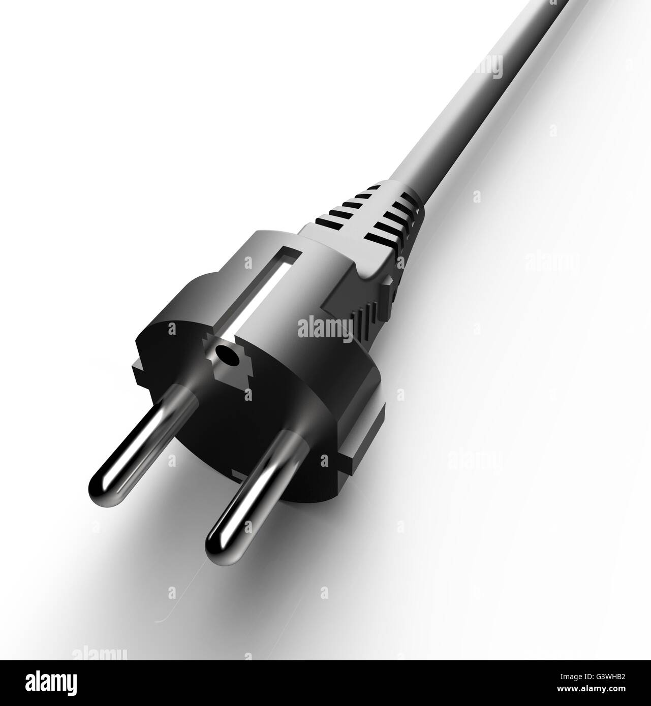 schwarzen Stecker isoliert auf einem weißen Hintergrund. Stockfoto