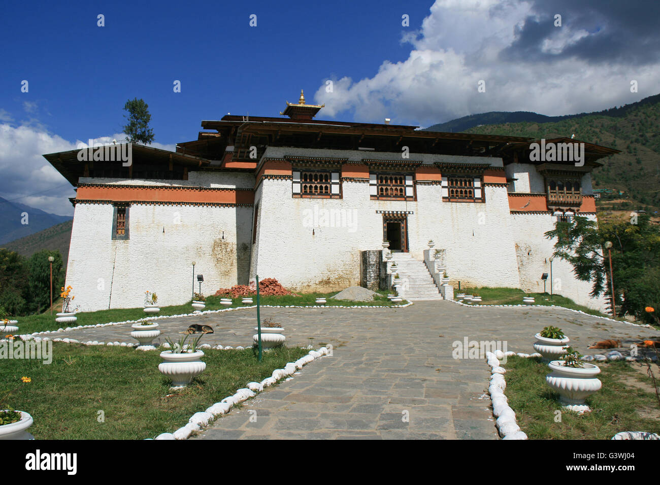 Simtokha Dzong in Thimphu (Bhutan). Stockfoto