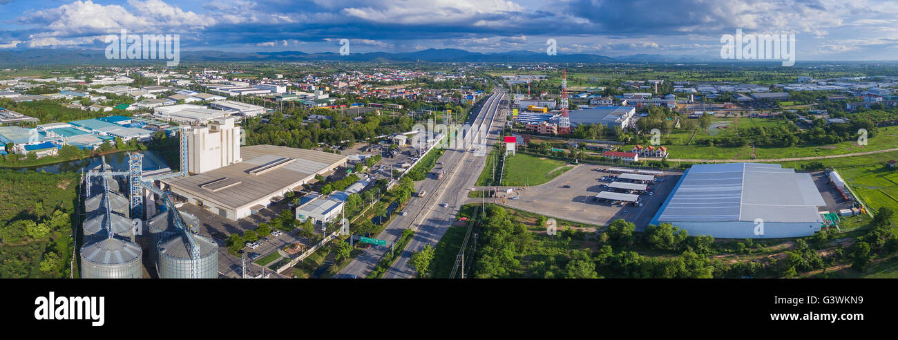 Luftaufnahme von Gewerbegebiet Nord-Thailand. Stockfoto