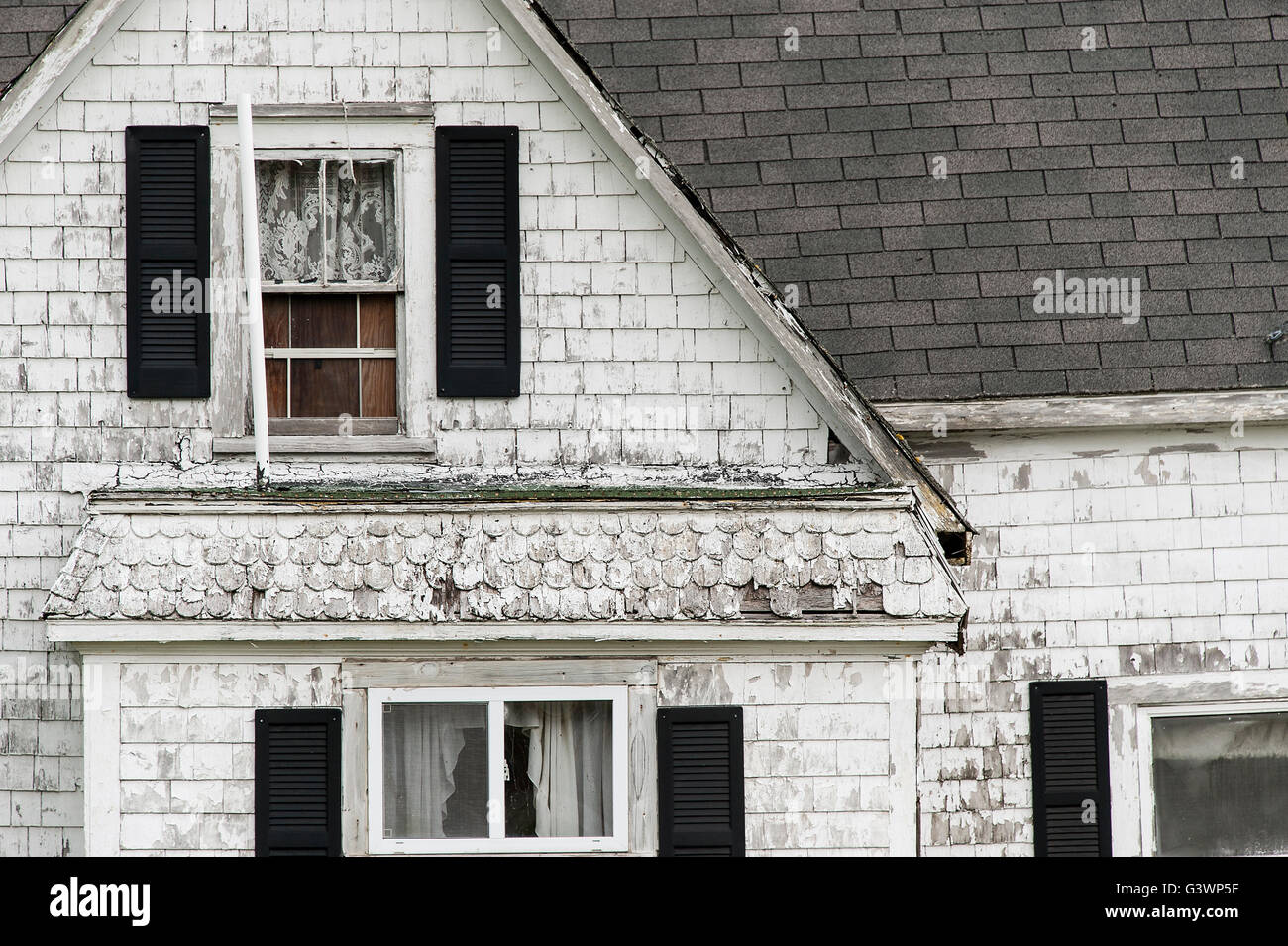 Verlassenes Haus in schlechtem Zustand, Maine, USA Stockfoto