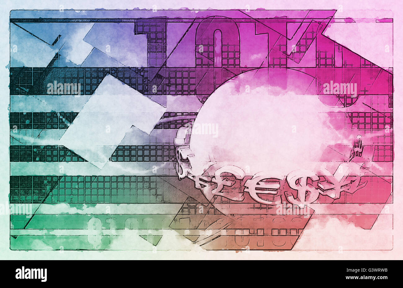 Online-Handel mit Devisen und Aktien Markt Kunst Stockfoto