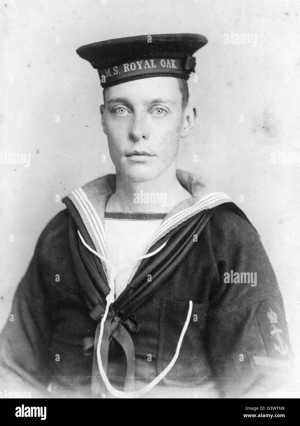 Königliche Marine Seemann aus HMS Royal Oak ww1. Petty Officer zweiter Klasse. Stockfoto