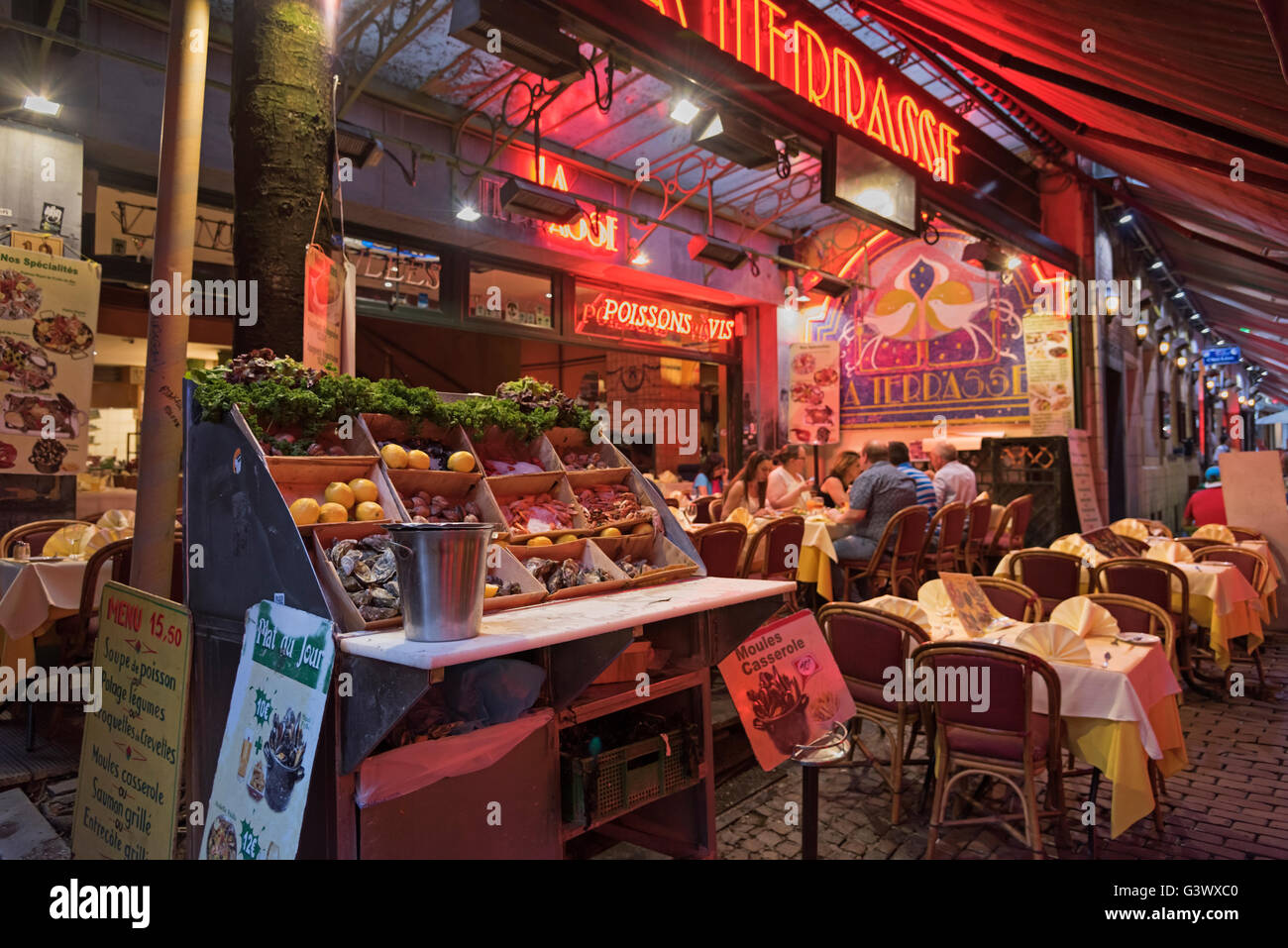 Rue des Bouchers äußeren Sacré Brüssel Belgien Stockfoto