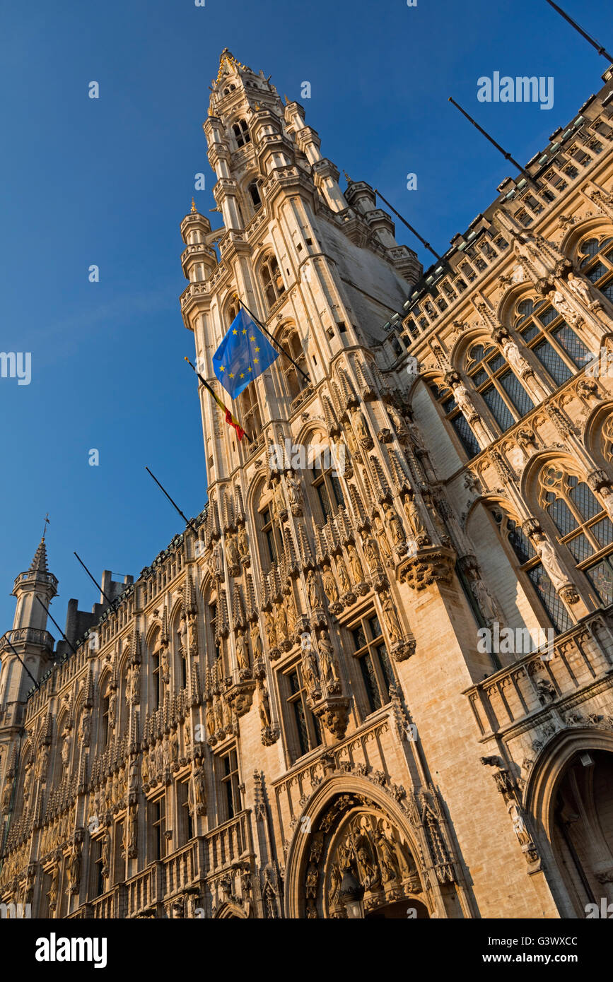 Grand Place Hôtel de Ville-Brüssel-Belgien Stockfoto